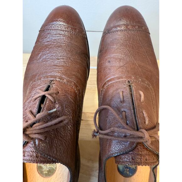 Barker Black Brown Leather Made in England Oxford Dress Shoes Size 9 JL - Picture 6 of 16